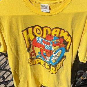 vintage Gildan Yellow T-Shirt with Super Rat Graphic
